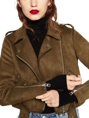 2023 Women Autumn Winter Thick Fake Suede Faux Leather Jackets