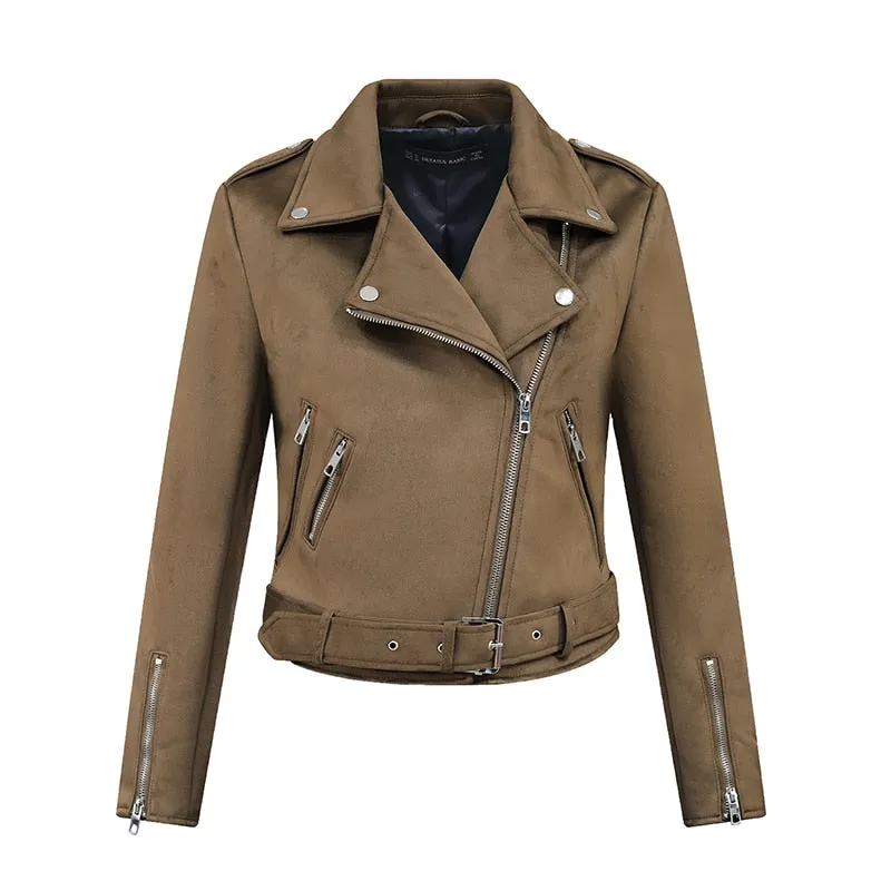 2023 Women Autumn Winter Thick Fake Suede Faux Leather Jackets