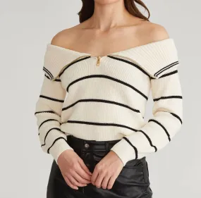 525 America - Barrow Stripe Off Shoulder Pullover Sweater