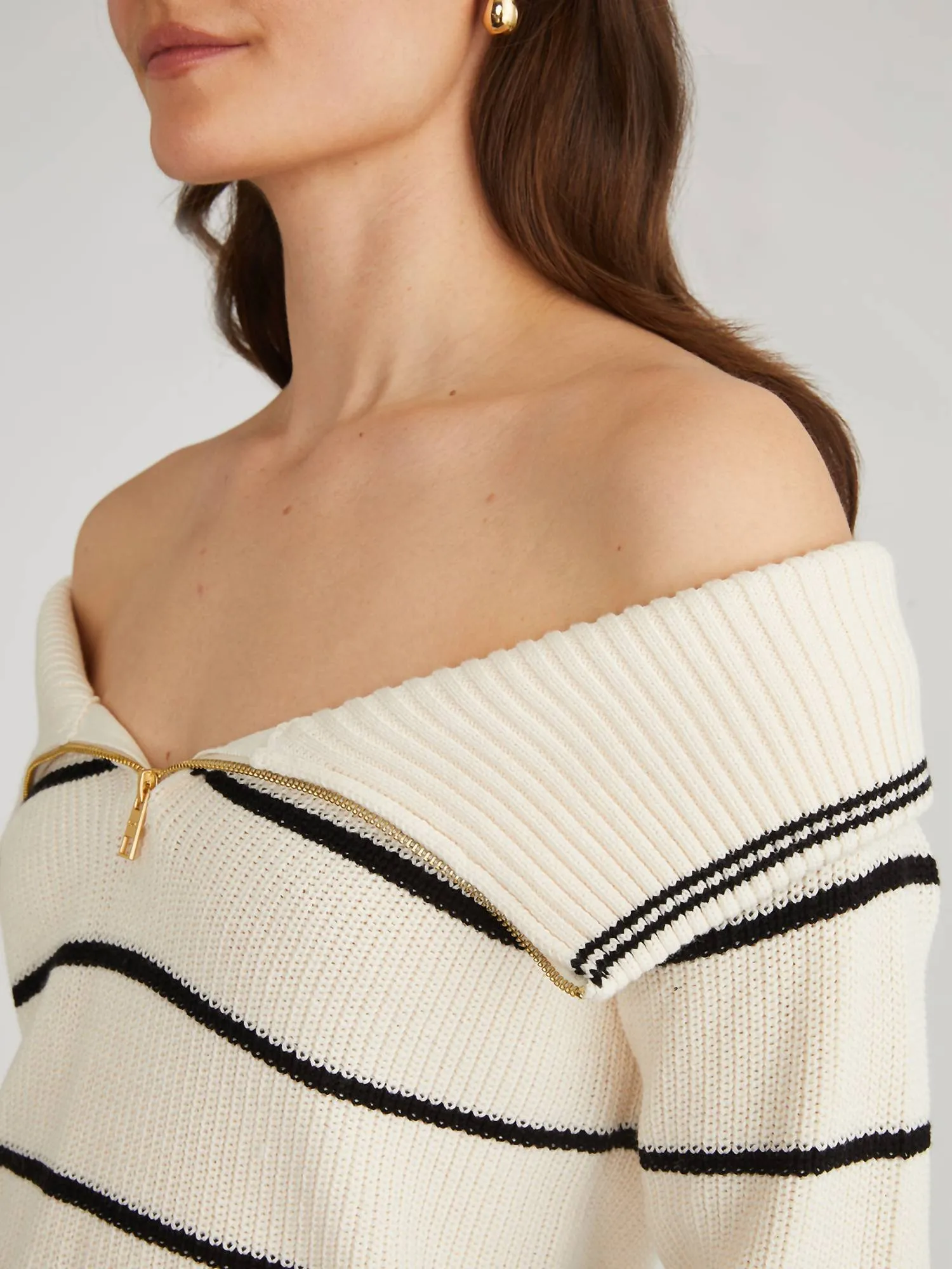 525 America - Barrow Stripe Off Shoulder Pullover Sweater