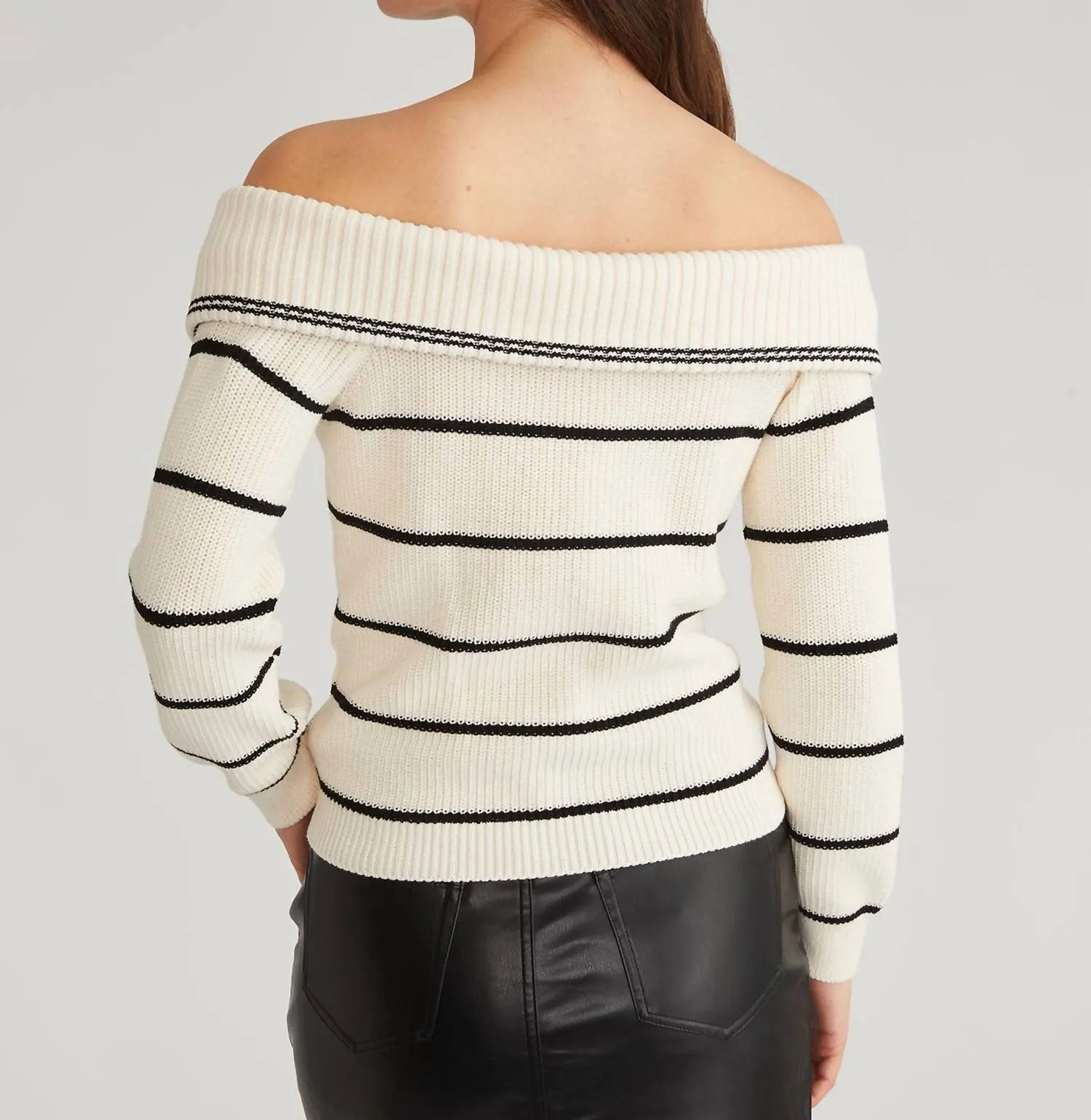 525 America - Barrow Stripe Off Shoulder Pullover Sweater