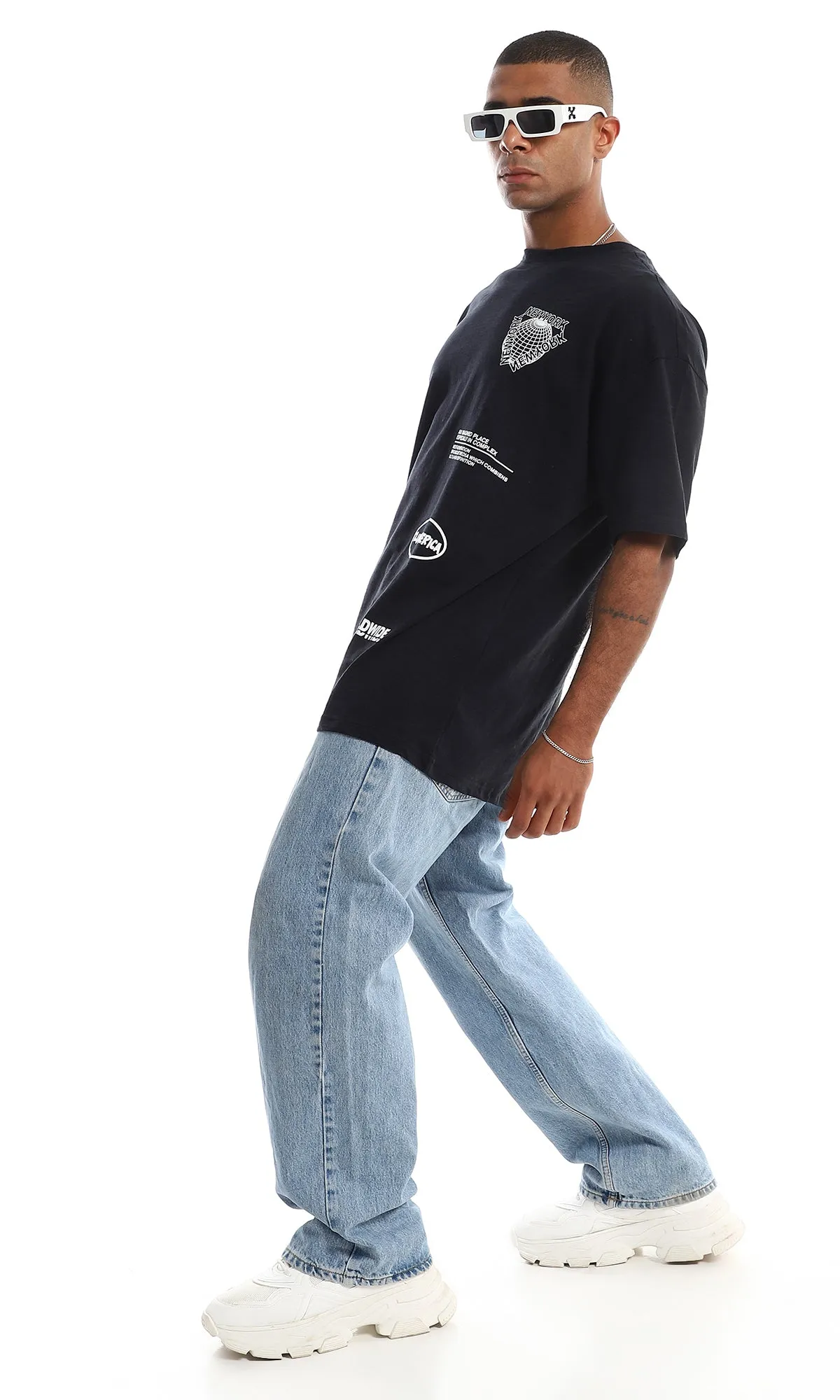 97425 Multiple Printed Cotton Standard T-Shirt - Black