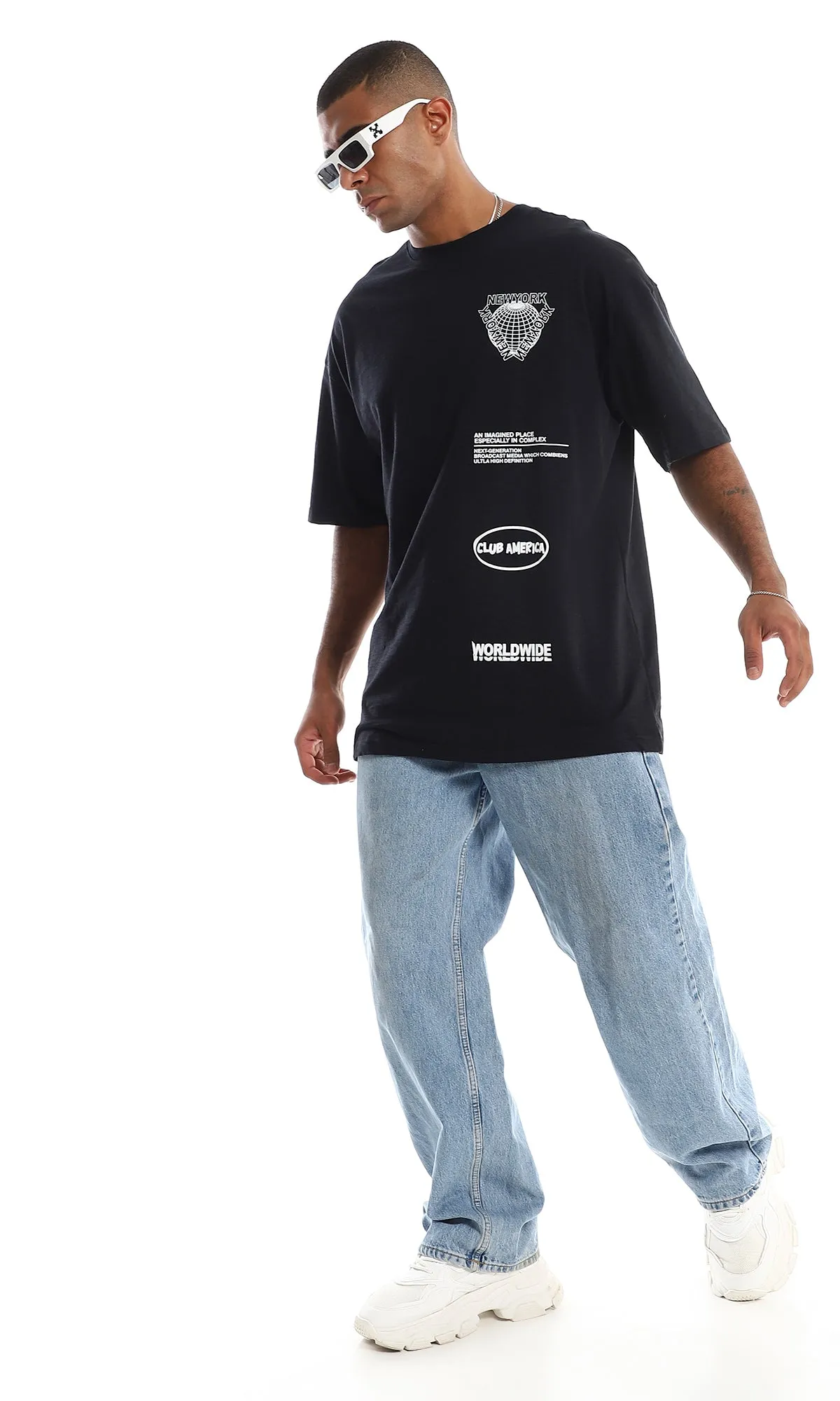 97425 Multiple Printed Cotton Standard T-Shirt - Black