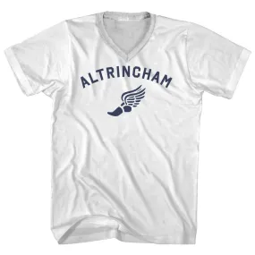 Altrincham Running Track Winged Foot Adult Cotton V-neck T-shirt