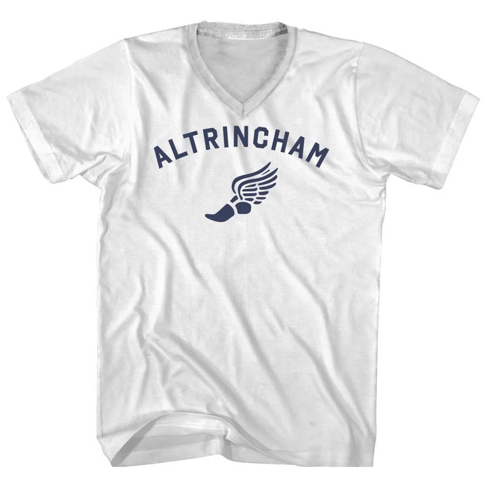 Altrincham Running Track Winged Foot Adult Cotton V-neck T-shirt