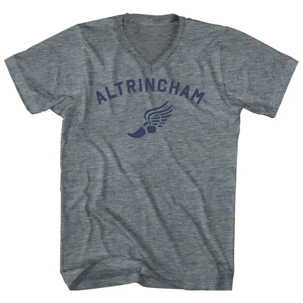 Altrincham Running Track Winged Foot Adult Tri-Blend V-neck T-shirt