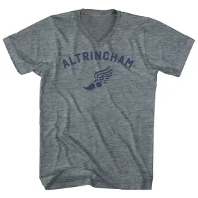 Altrincham Running Track Winged Foot Adult Tri-Blend V-neck T-shirt