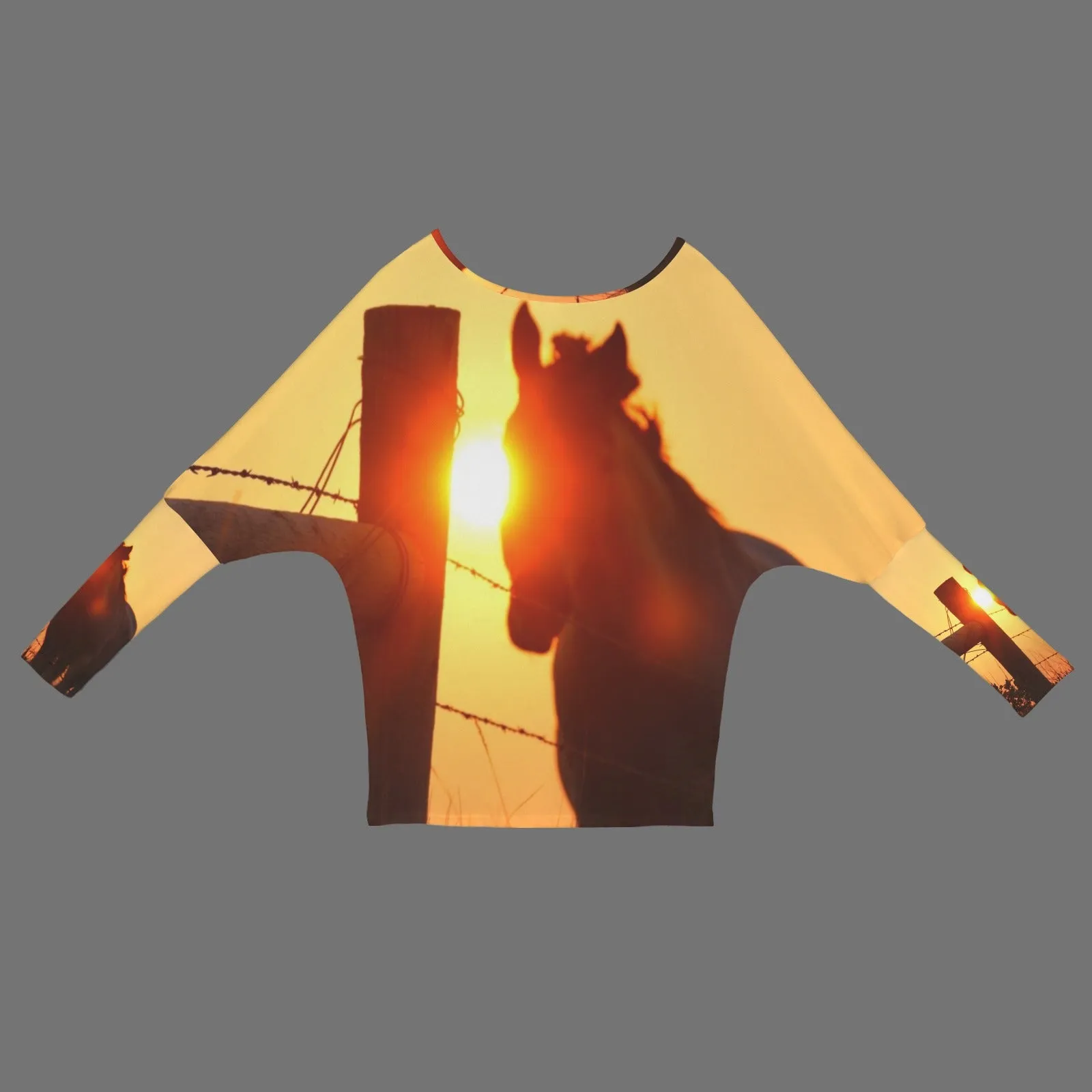 Batwing Long Sleeve Sweater Horse Sunset