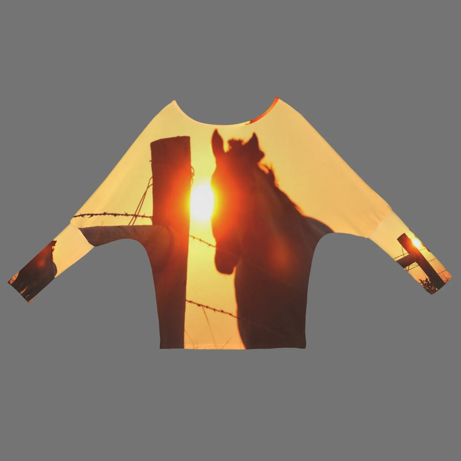 Batwing Long Sleeve Sweater Horse Sunset