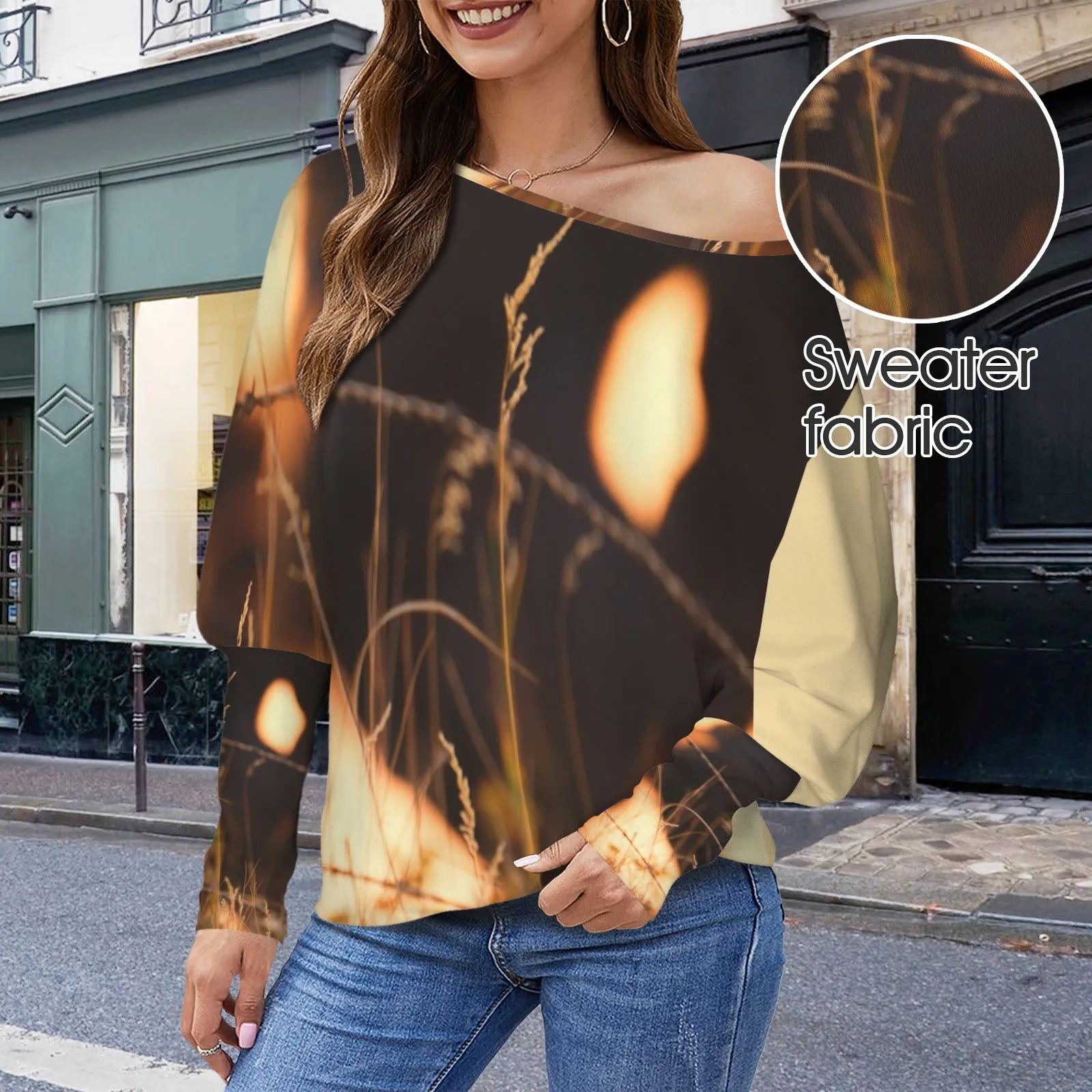 Batwing Long Sleeve Sweater Horses