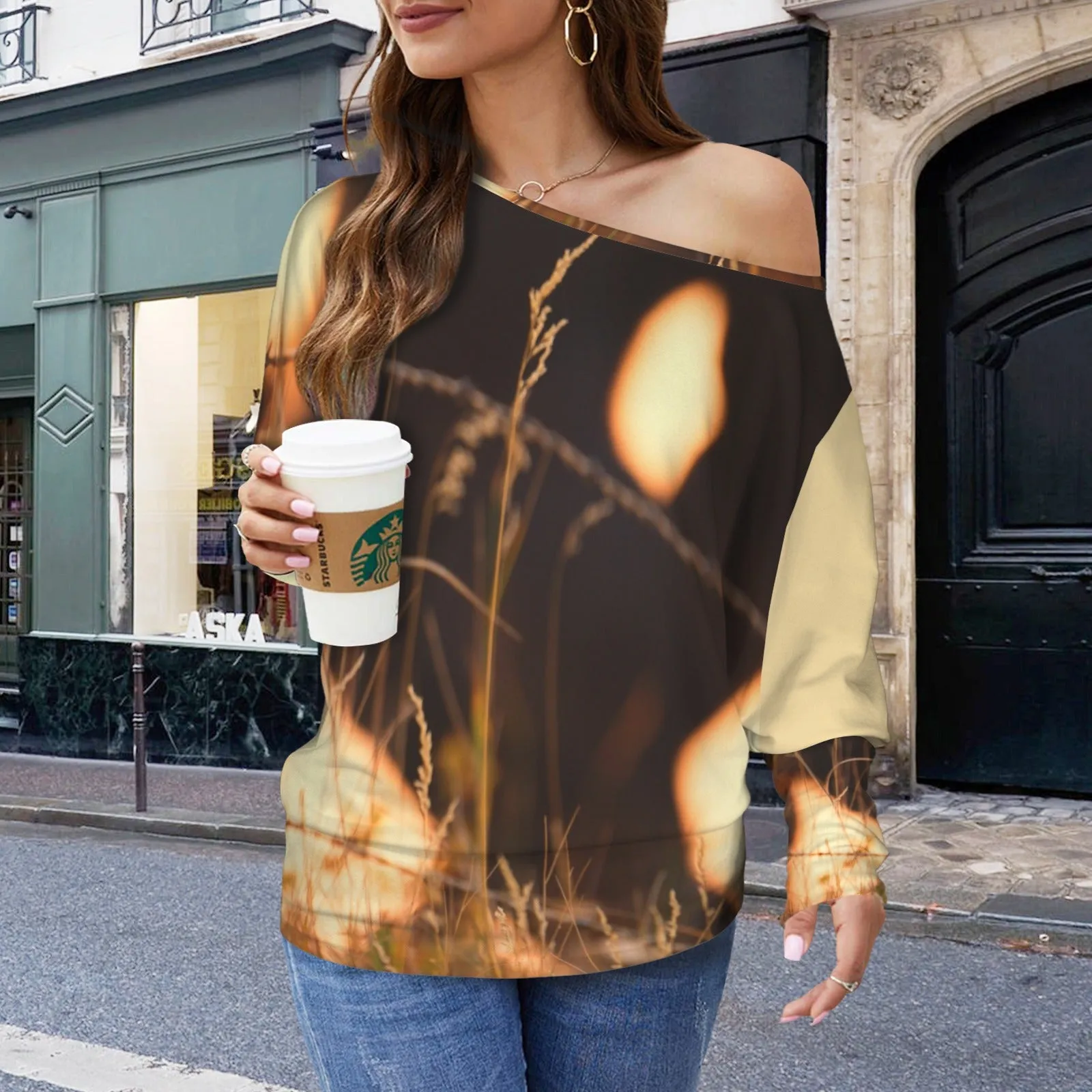 Batwing Long Sleeve Sweater Horses