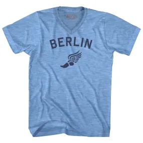 Berlin Running Track Winged Foot Adult Tri-Blend V-neck T-shirt