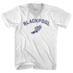 Blackpool Running Track Winged Foot-Adult Cotton V-neck T-shirt