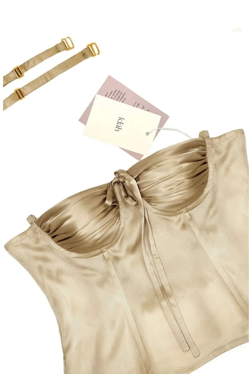 CHINCHILLA SILK AMIRA BUSTIER TOP