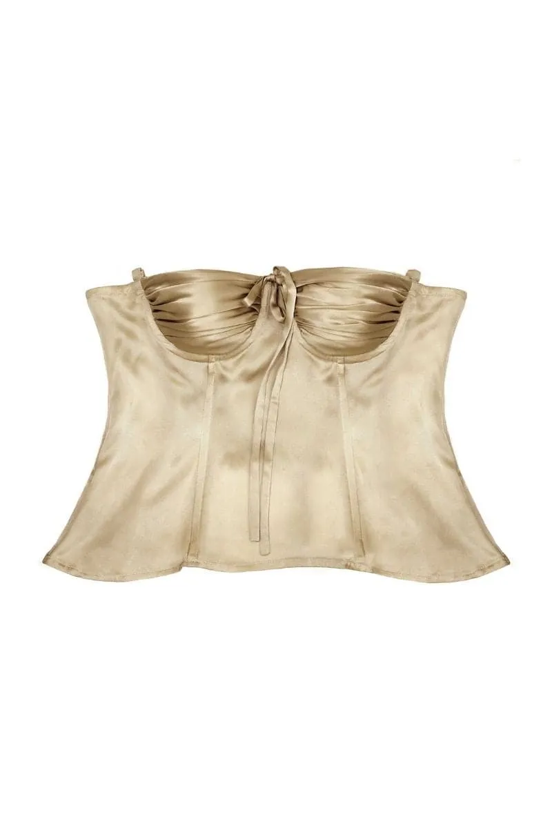 CHINCHILLA SILK AMIRA BUSTIER TOP