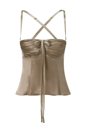 CHINCHILLA SILK AMIRA BUSTIER TOP