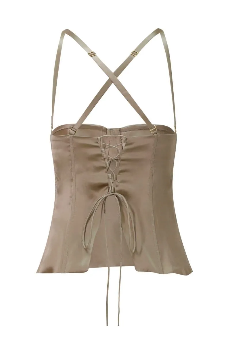 CHINCHILLA SILK AMIRA BUSTIER TOP