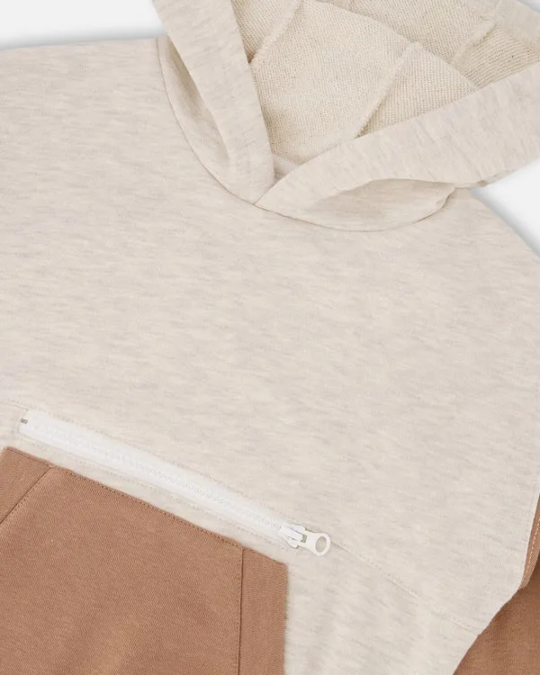 Deux Par Deux Boys Color Blocked Hoodie   G30U33   Woodsmoke
