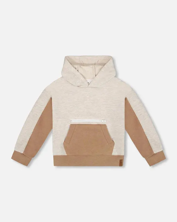 Deux Par Deux Boys Color Blocked Hoodie   G30U33   Woodsmoke