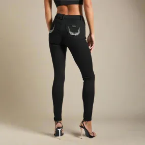 Laura- Black Skinny Jeans With Diamante Pockets