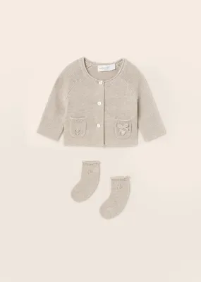 Mayoral Baby Girl Sweater & Sock Set  1359-43  Beige Mel *