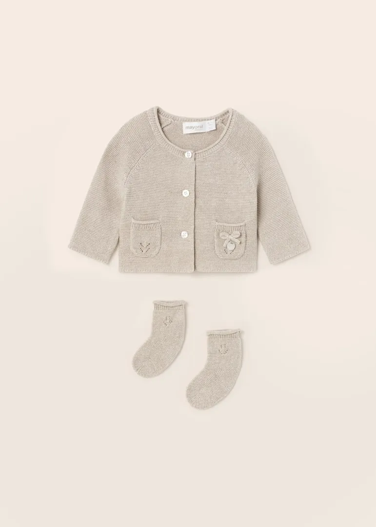 Mayoral Baby Girl Sweater & Sock Set  1359-43  Beige Mel *