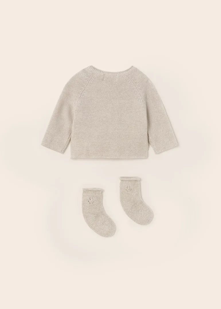 Mayoral Baby Girl Sweater & Sock Set  1359-43  Beige Mel *