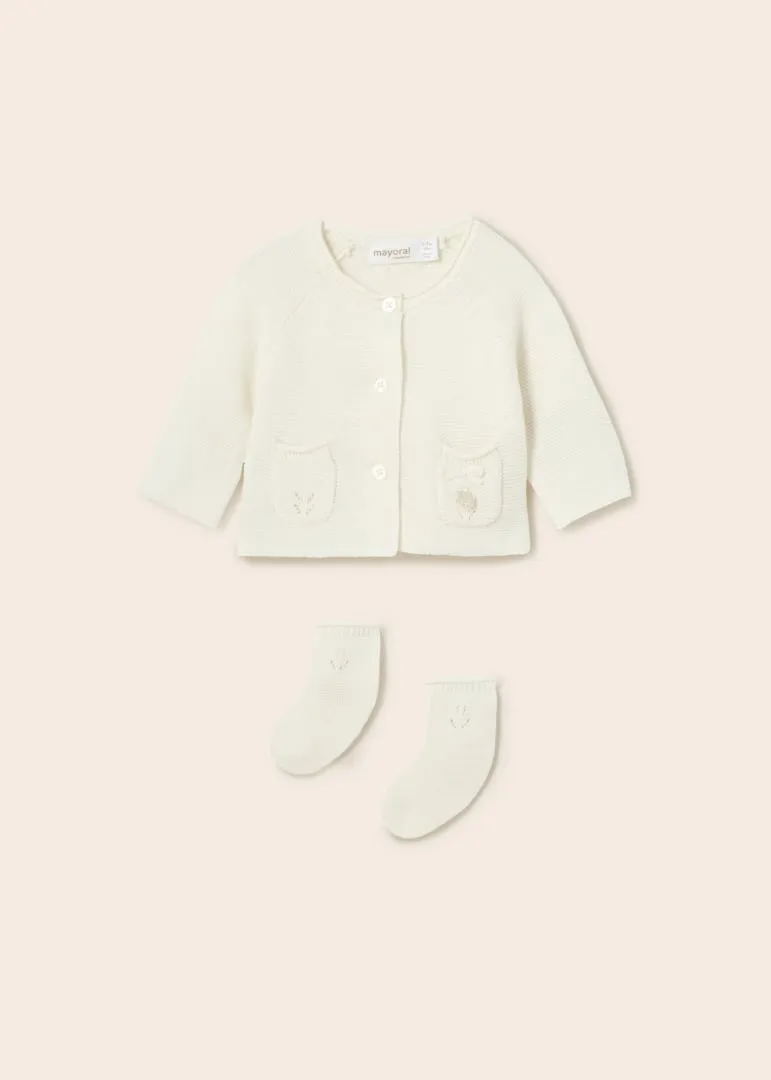 Mayoral Baby Girl Sweater and Sock Set  1359-47  Crudo *