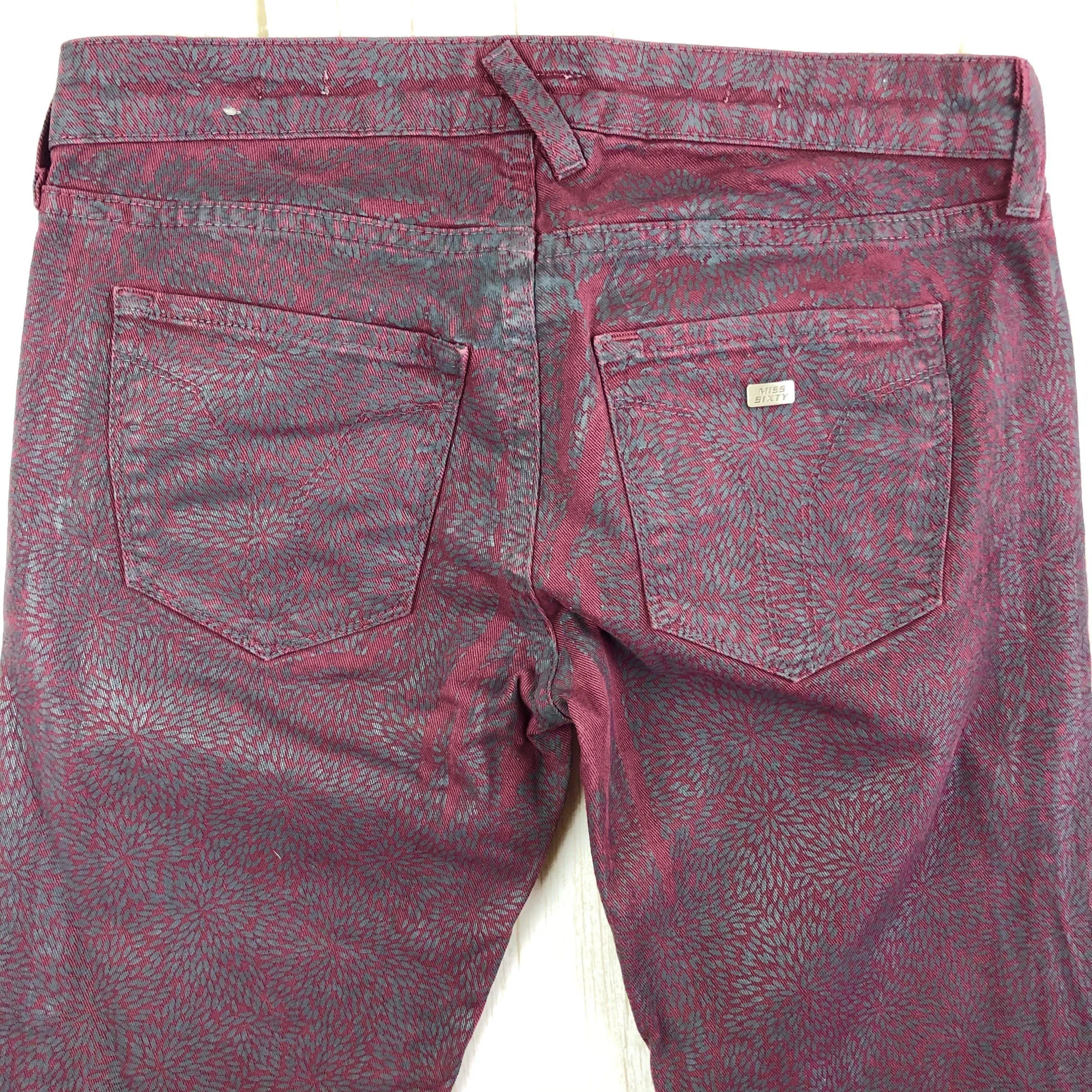 Miss Sixty 'Soul' Low Rise Skinny Coated Burgundy Jeans -Size 26