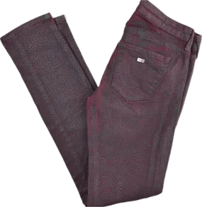 Miss Sixty 'Soul' Low Rise Skinny Coated Burgundy Jeans -Size 26