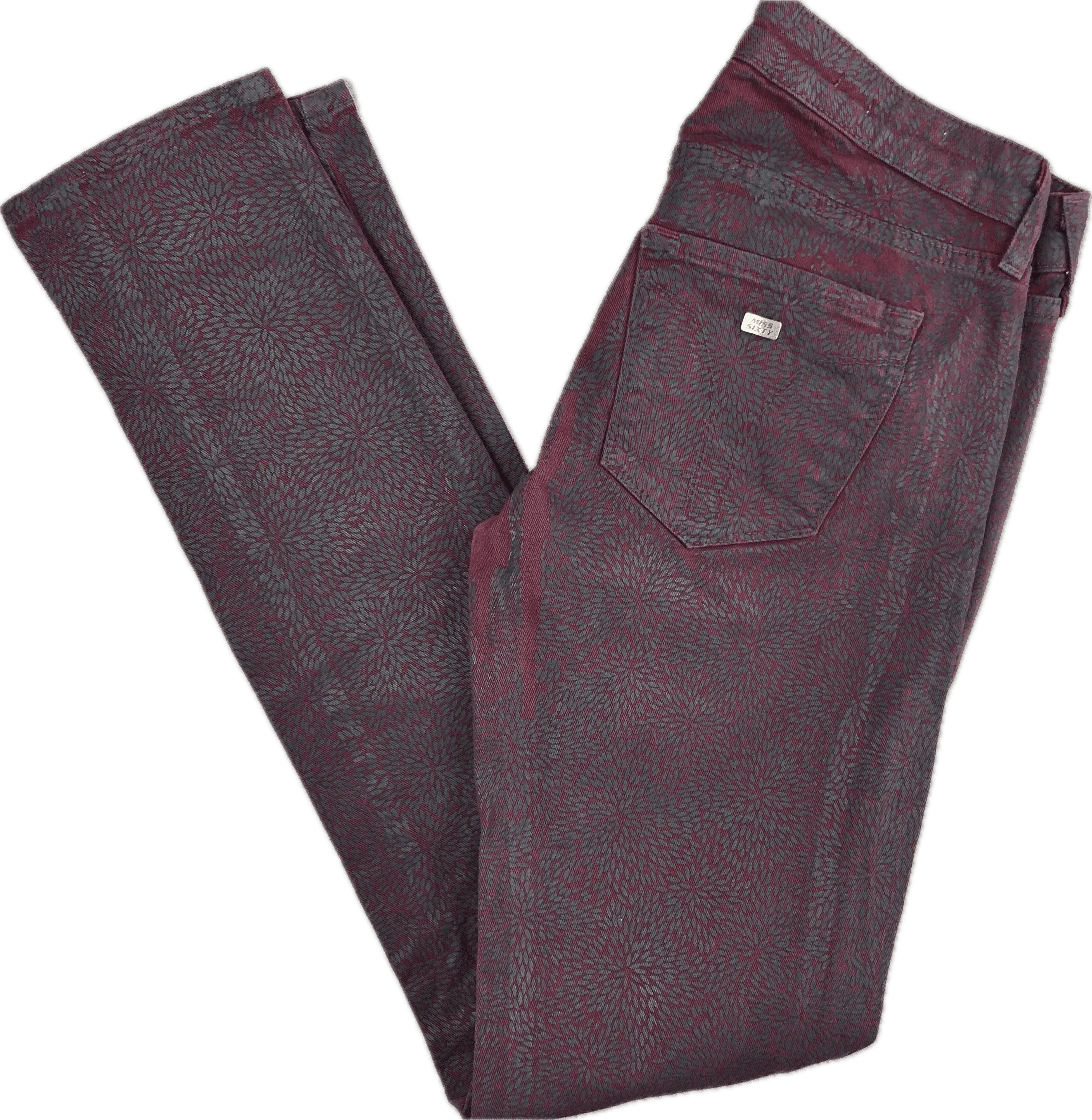 Miss Sixty 'Soul' Low Rise Skinny Coated Burgundy Jeans -Size 26