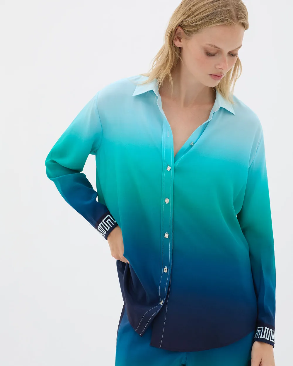 Muma World Seabed Gradient Long Sleeve Shirt in Mist