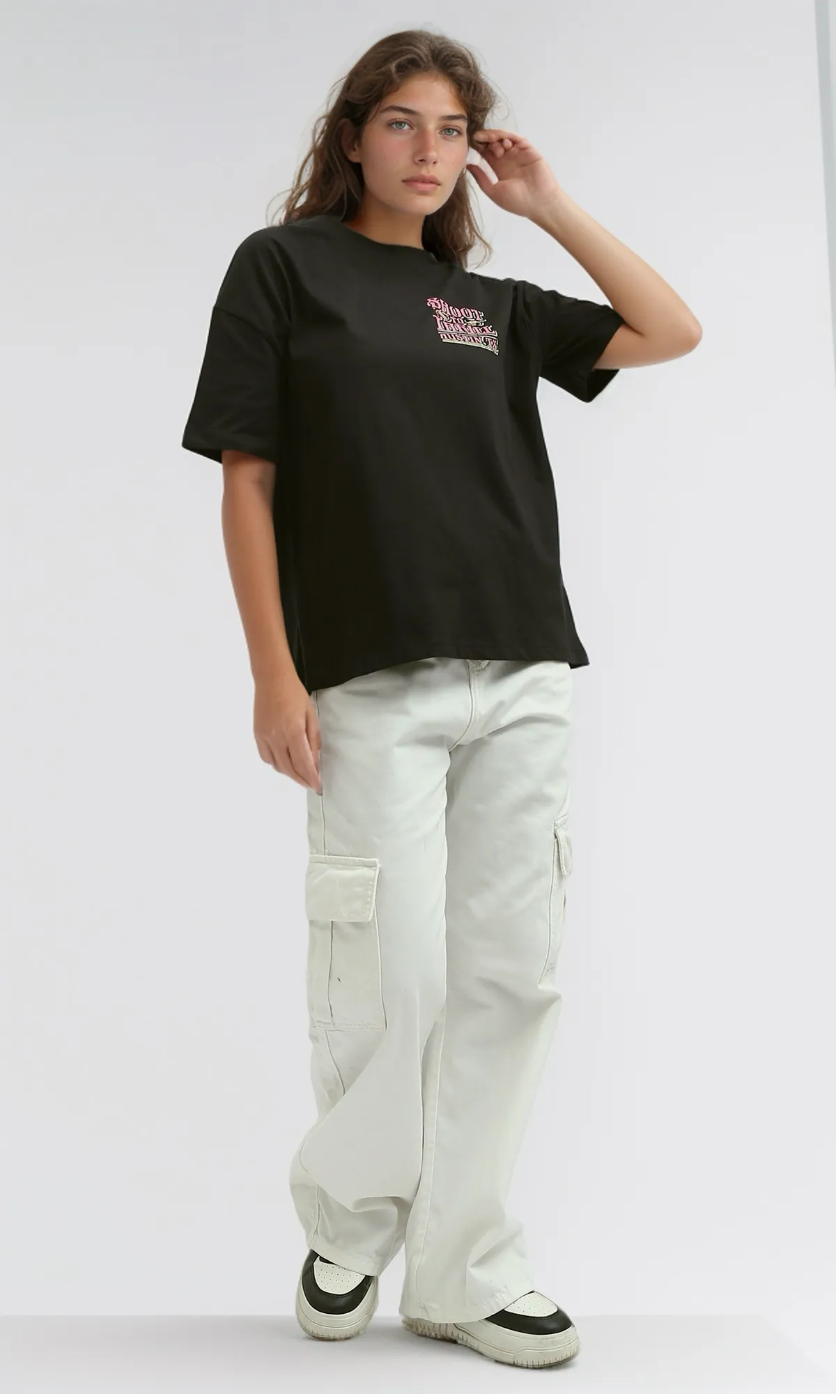 O190938 Short Sleeves Regular Fit Black Casual Tee