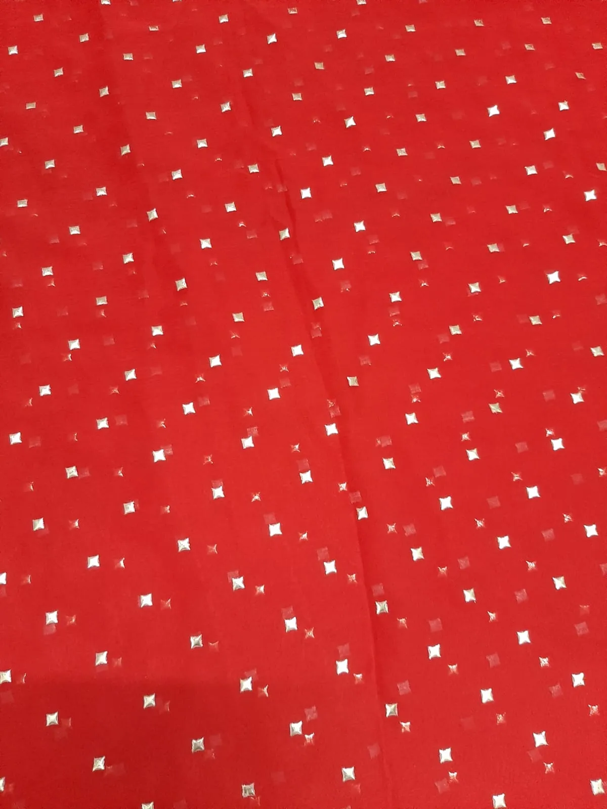Red Star Print Chiffon Fabric