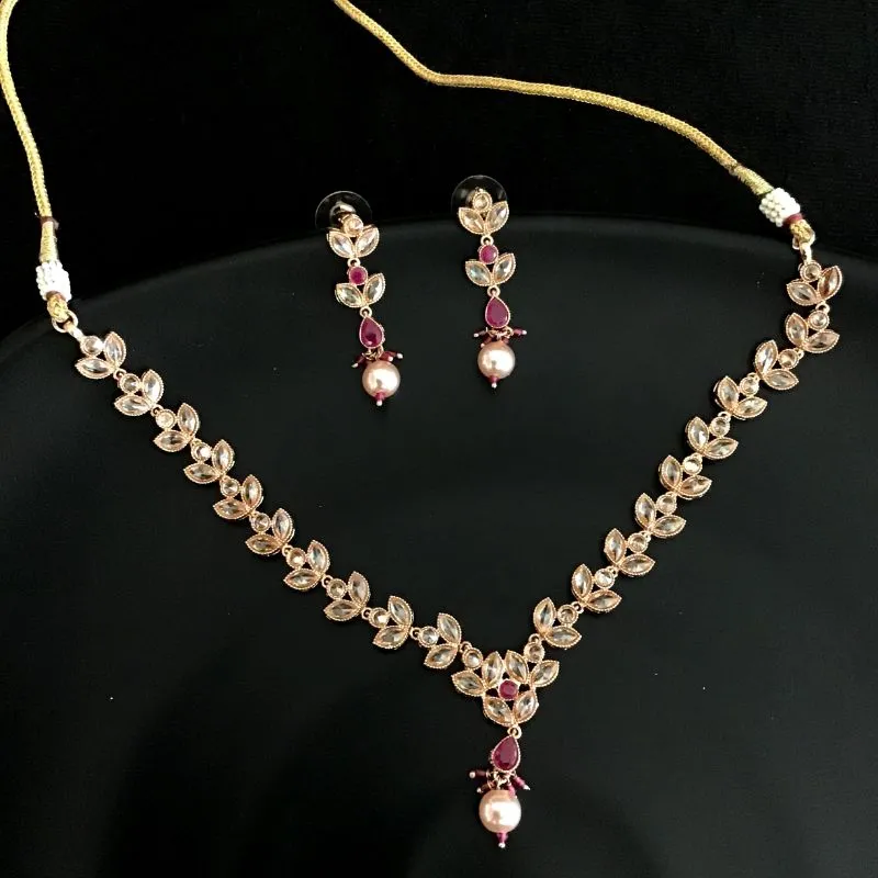 Rose Gold Gold Look Necklace Set 11465-7523
