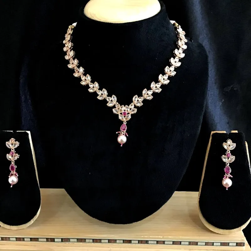 Rose Gold Gold Look Necklace Set 11465-7523