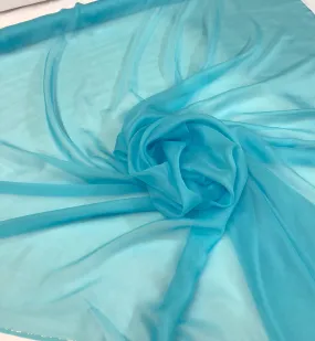 Silk chiffon 54&quot; wide    Beautiful aqua blue color silk french chiffon fabric sold by the yard