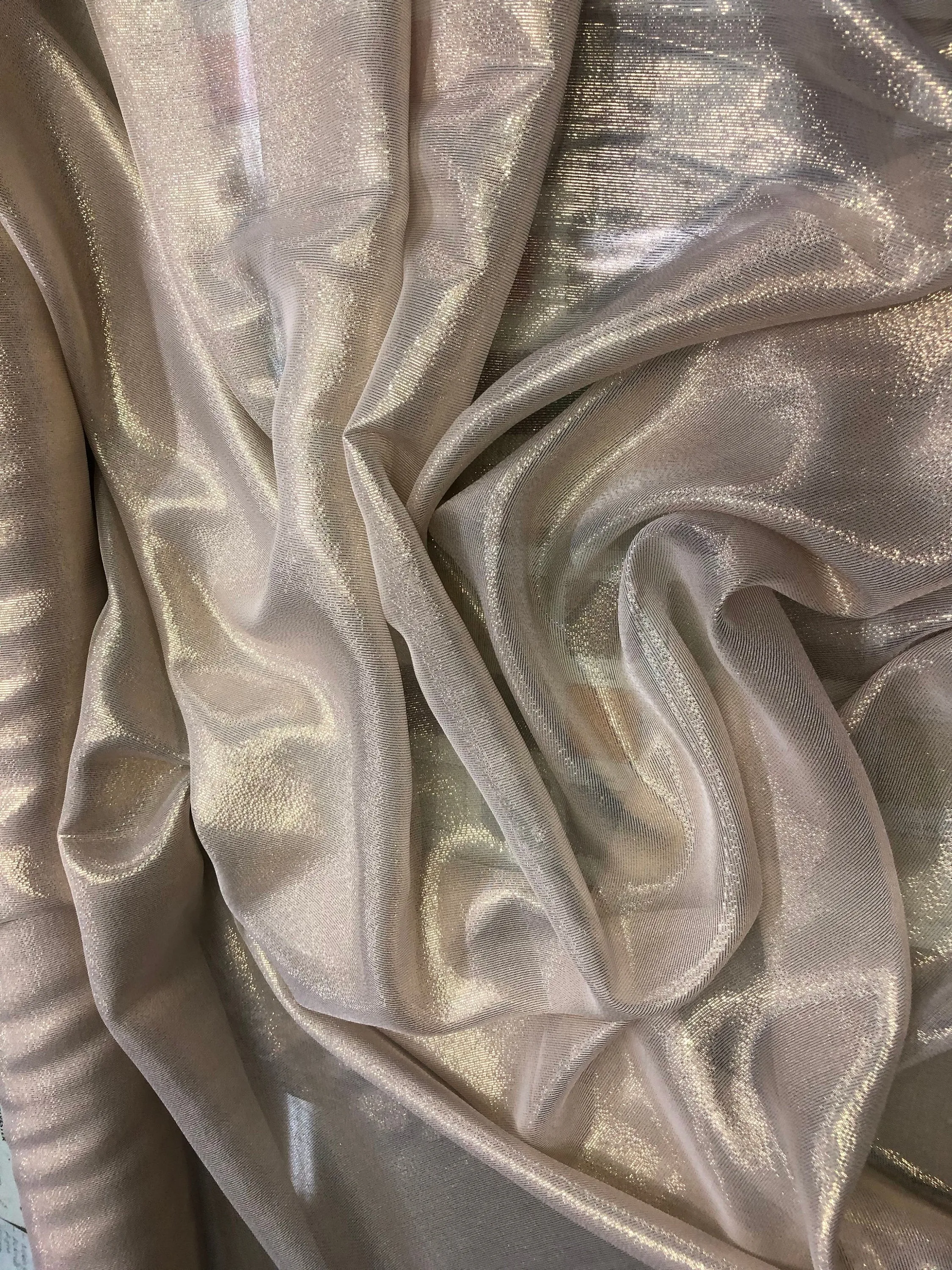 Silk chiffon 54&quot; wide     Matalic gold pinstripe silk chiffon fabric sold by the yard