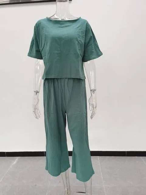 Spring Cotton Linen Women's Sports Suit Long Sleeve Top Loose Pants Set Female Casual Fashion Elegant Ladies 2 Piece Sets     B80025