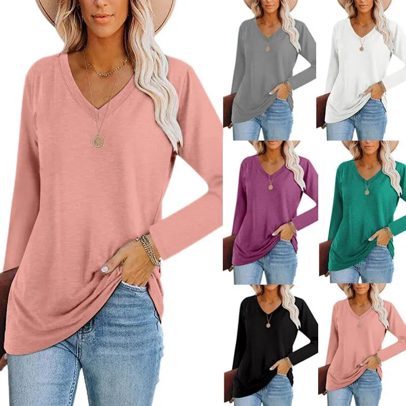 V-neck pullover long-sleeved T-shirt bottoming shirt