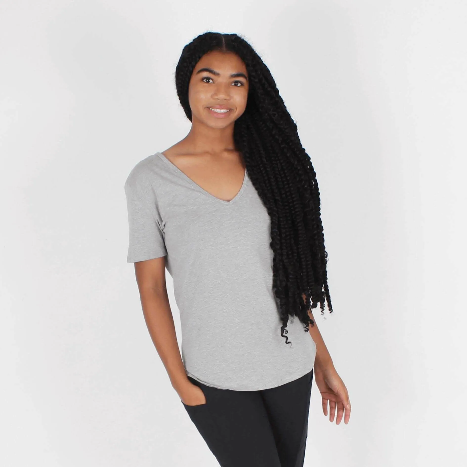 V-Neck T Shirt | Grey