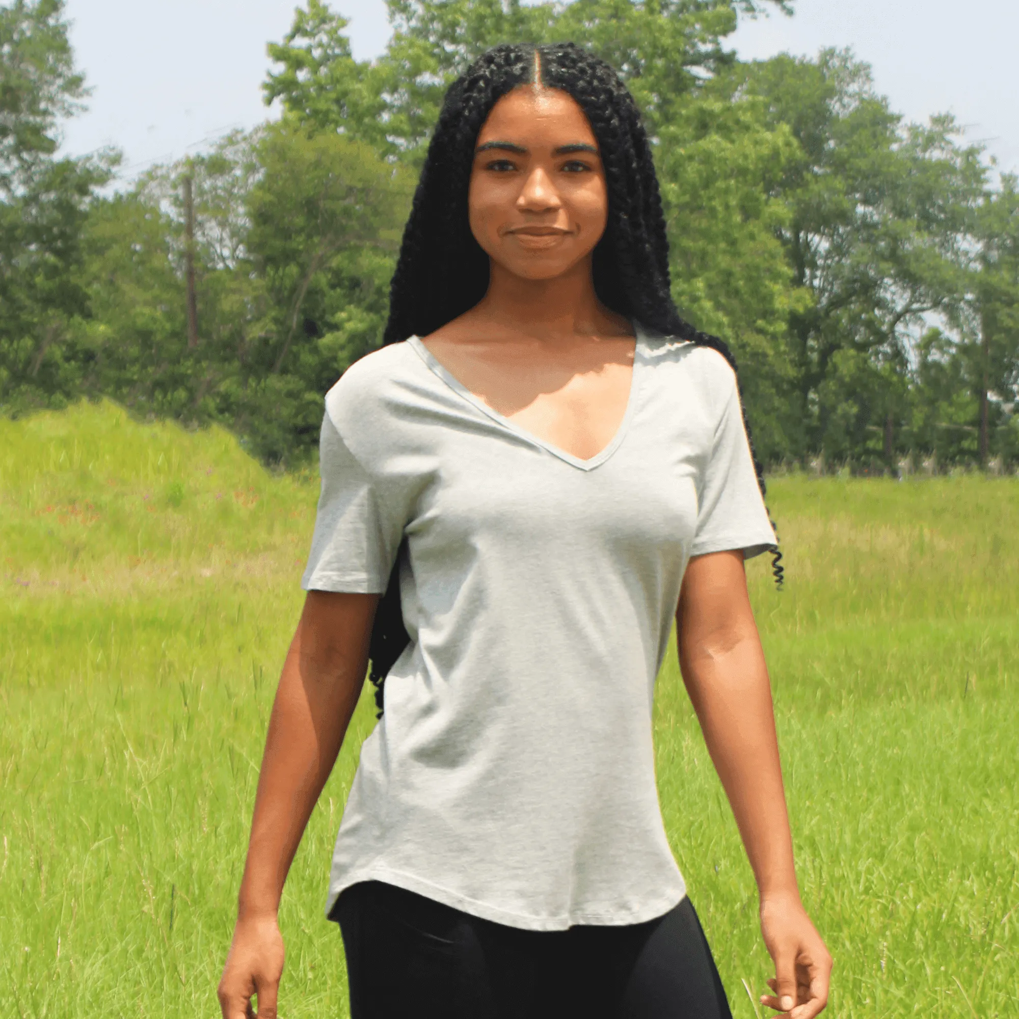 V-Neck T Shirt | Grey