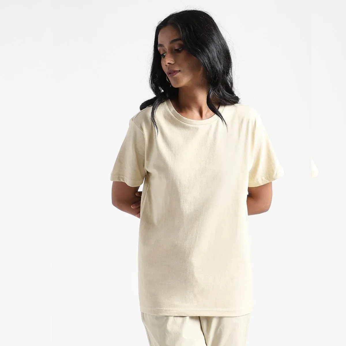 Women's Round Neck T-shirt | Cotton | Comfort Fit | Buttermilk Yellow