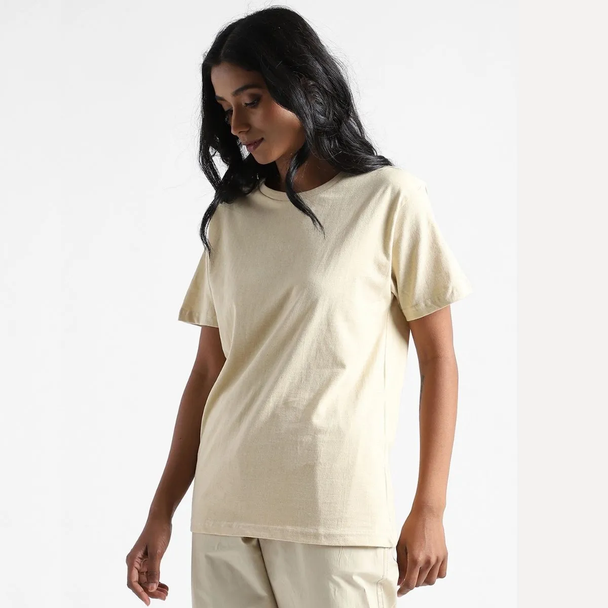 Women's Round Neck T-shirt | Cotton | Comfort Fit | Buttermilk Yellow
