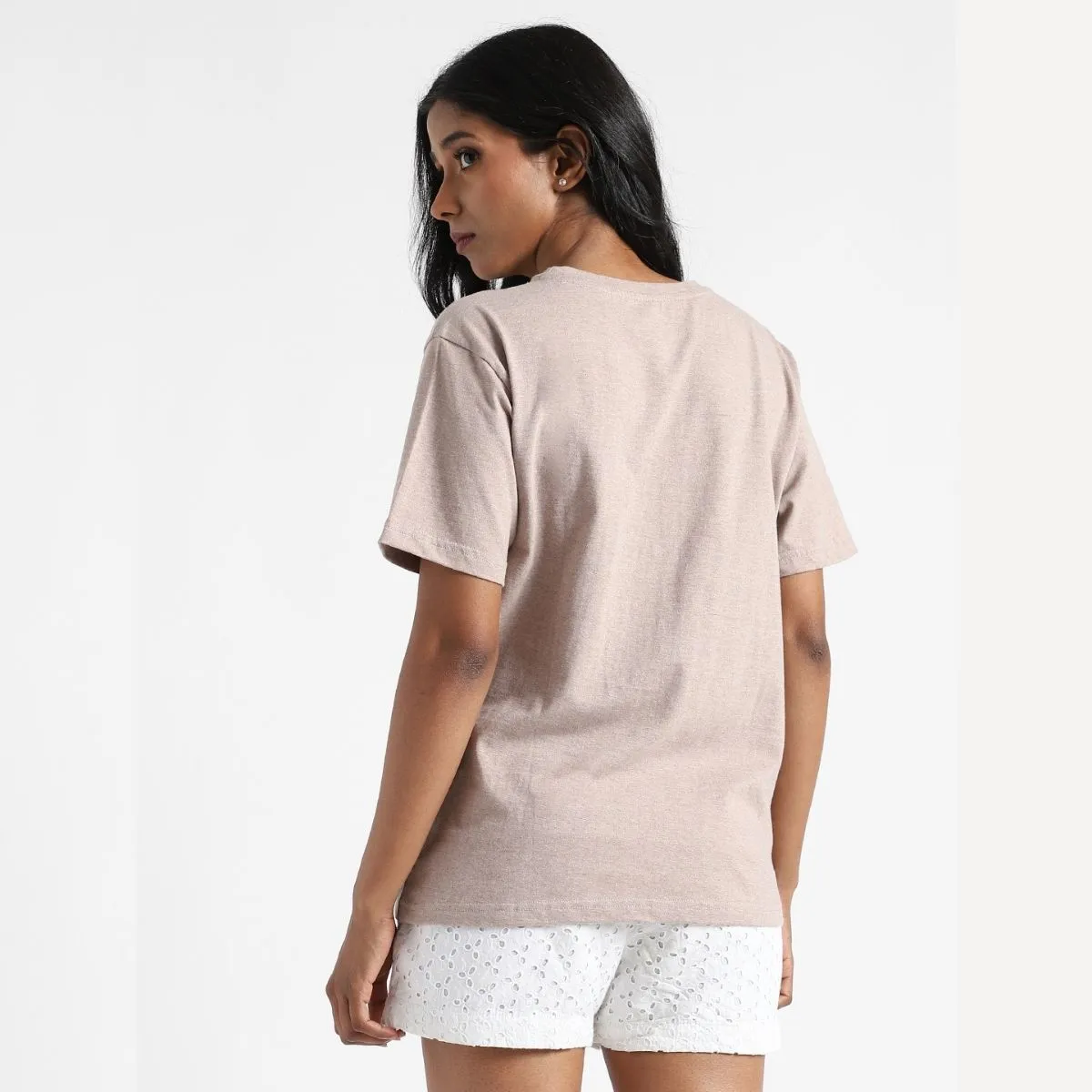 Women's Round Neck T-shirt | Premium Cotton | Comfort Fit | Oatmeal