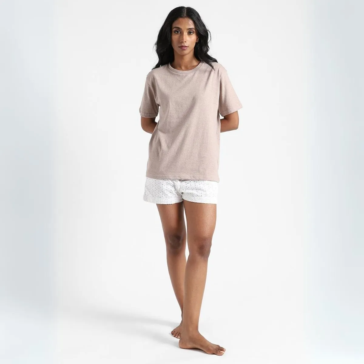 Women's Round Neck T-shirt | Premium Cotton | Comfort Fit | Oatmeal