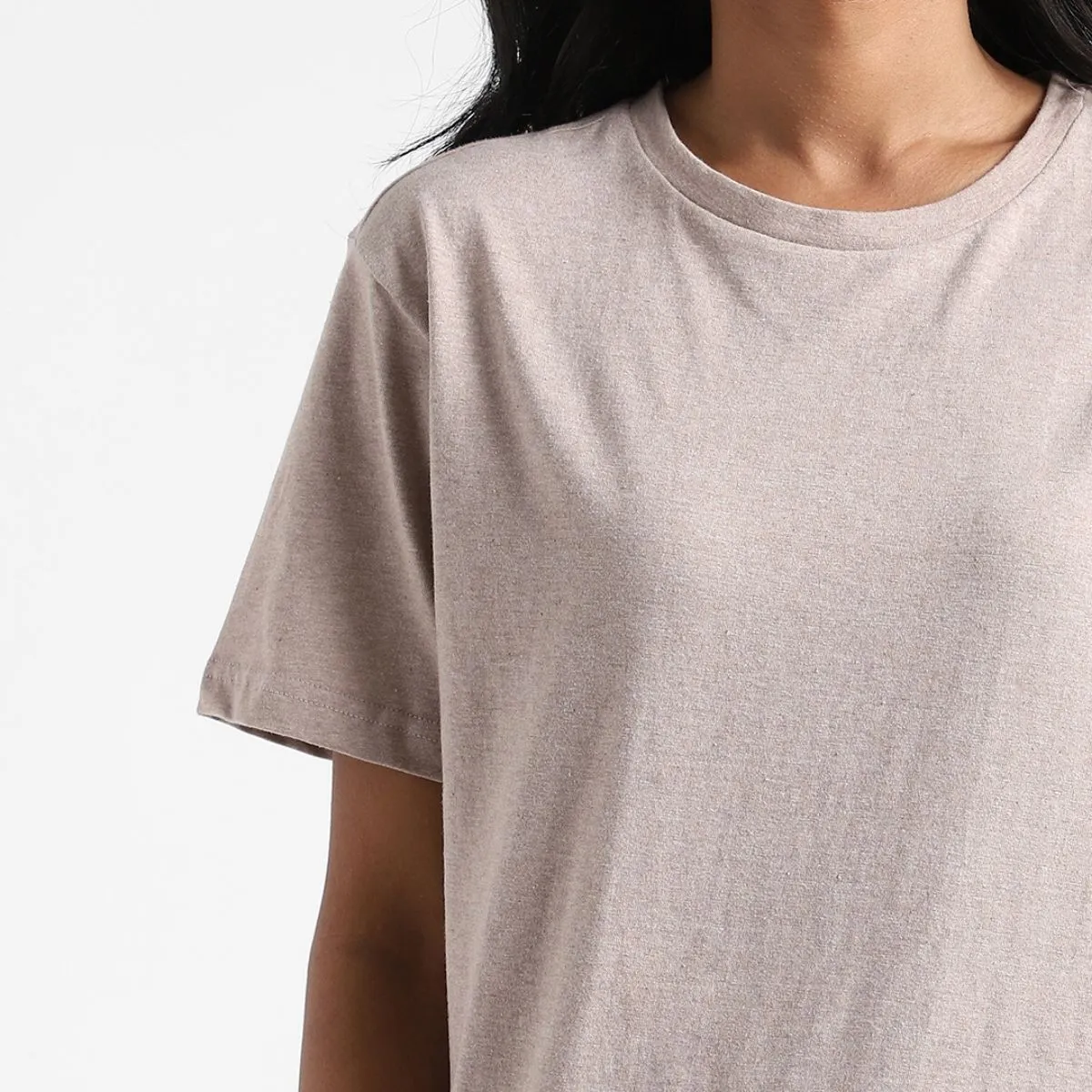 Women's Round Neck T-shirt | Premium Cotton | Comfort Fit | Oatmeal