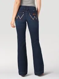 Wrangler Retro Women's Mae Dark Wash Mid Rise Trouser Leg Jeans