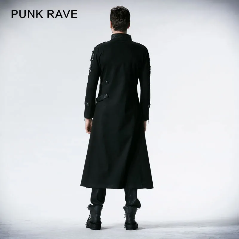 Y-318 black Handsome Down Long Gothic Trench Coats With High Collar