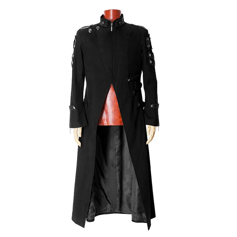 Y-318 black Handsome Down Long Gothic Trench Coats With High Collar